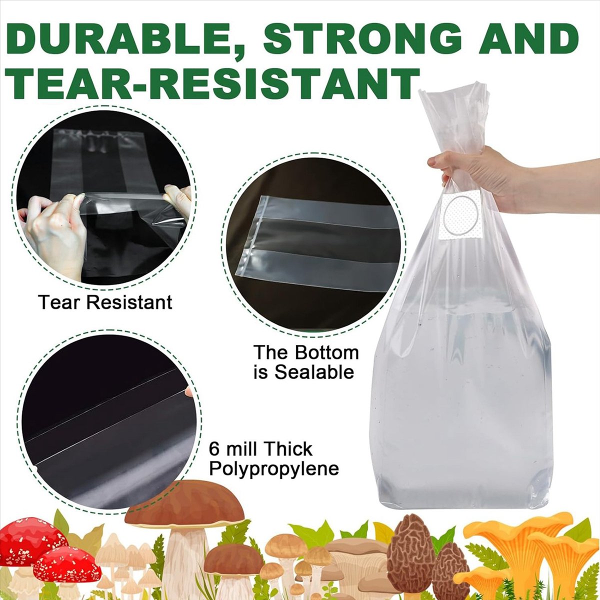 Mushroom Grow Bags,25 Pack Pol - đánh giá và giá Mushroom Spawn Bag