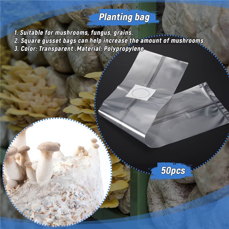 50Pcs 10X20 Inch PVC Mushroom  - đánh giá và giá Mushroom Spawn Bag